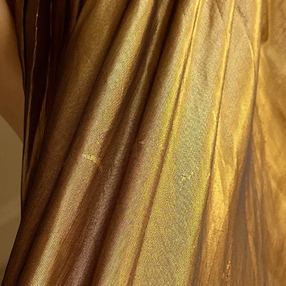 Vintage Eletra Casadei Gold Lame’ Halter Top Midi Length Disco Party Dress Small